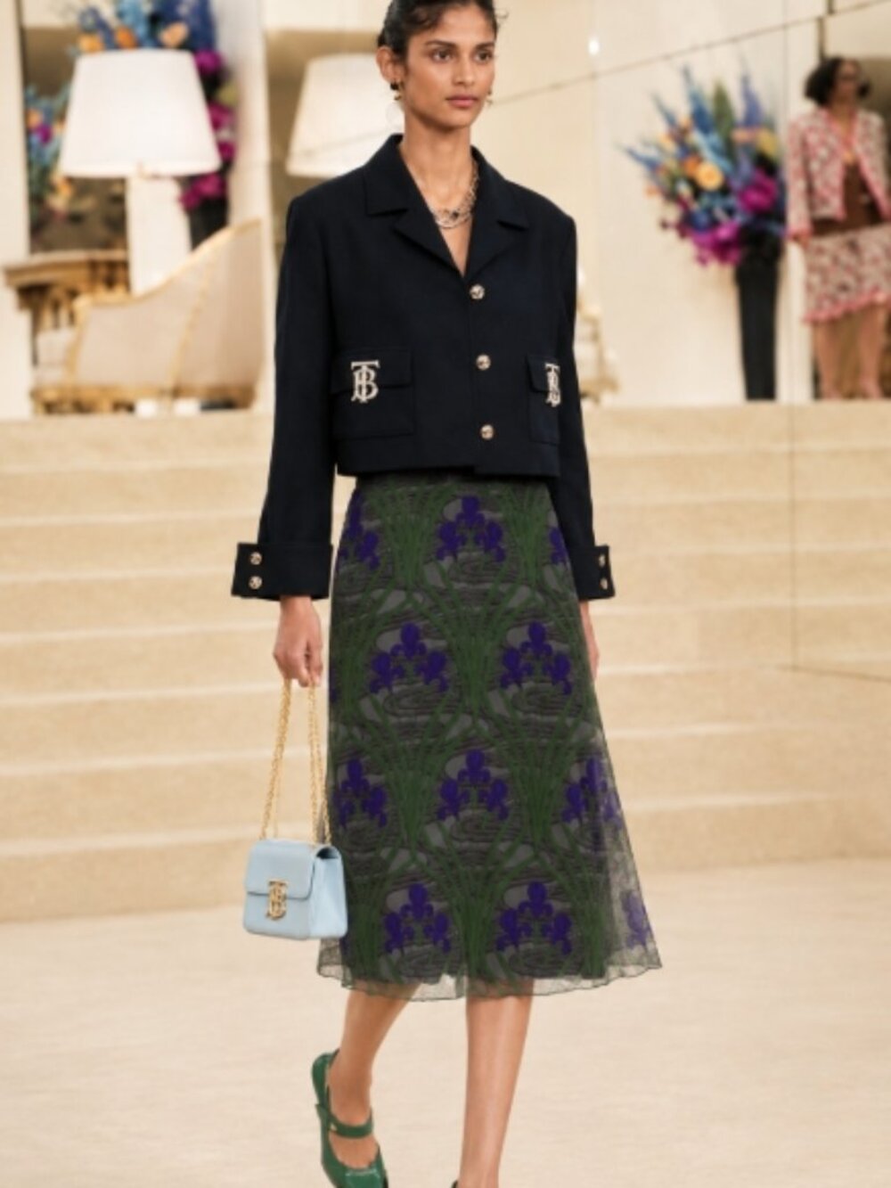NWOT BURBERRY Silk Floral Knee-Length Skirt $1,250